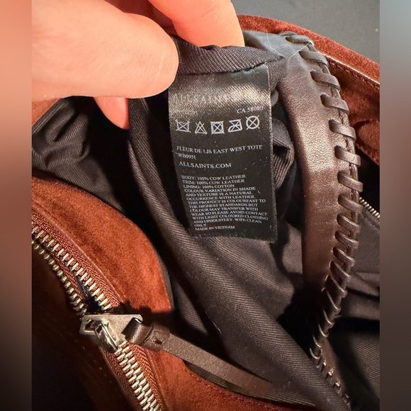 All Saints Brown Suede Tote Bag - Picture 5 of 7